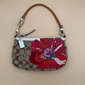 Coach Y2K Signature Canvas and Suede Poppy Floral Demi Shoulder Bag 6264